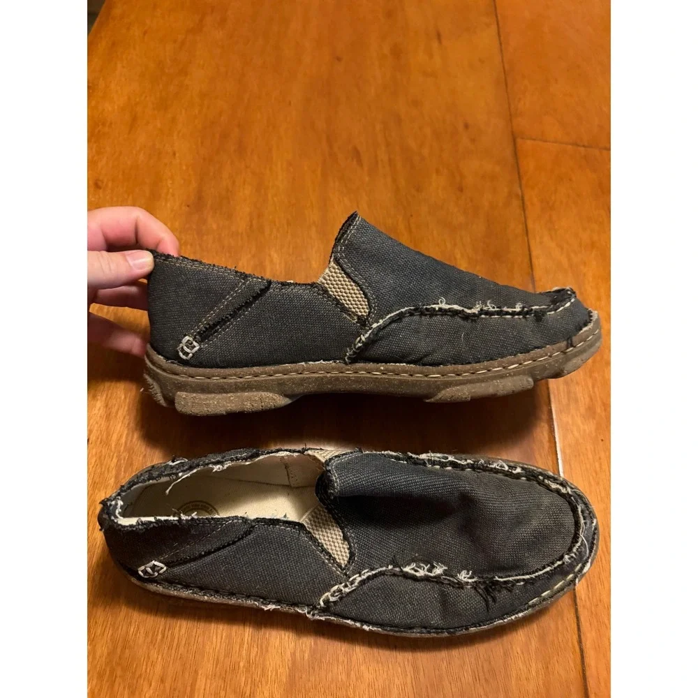 Tony Lama Gator Charcoal Canvas Slip On Shoes Mens 10 TLC126 Grey Loafers
